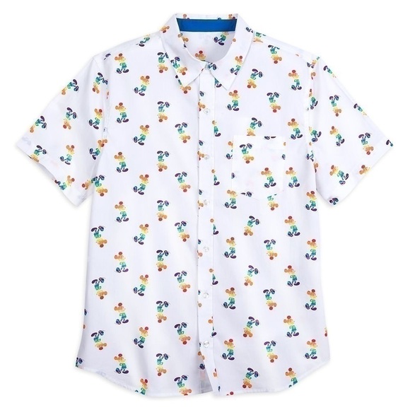 PRIDE Disney Mickey Mouse rainbow unisex woven shirt - Picture 1 of 8